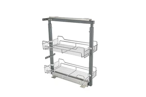 2 Tiers Sliding Cabinet Closet Storage Organizer Kitchen Cabinet Accessories Food Basket Base Pull Out Tall Unit