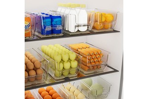 GREENSIDE High Quality PET Food Storage Box New Design Refrigerator Clear Organizer With Drain Pad For Kitchen And Fridge Use