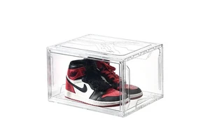 Custom Large-capacity Transparent PET Foldable Movable Minimalist Stackable Plastic Shoe Box Storage 36x28x22cm