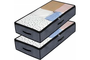 Large Size Thicken Foldable Breathable Storage Under, Bed Clothes Storage Bags With Clear Window and Zippers/