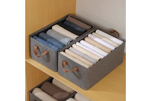 Cation Fabric Foldable Wardrobe Clothes Organizer With Handle Drawer Design For Jeans Or Clothing For Bedroom Living Room Use