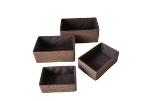 Organizing Container Bins For Shelves Cupboards Drawer Recycled Wicker Paper Rope Storage Basket