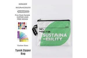 Waterproof Tyvek Bag With Zipper Custom Design Tyvek Oem Zipper Pouch Waterproof Makeup Bag For Cosmetic Packing
