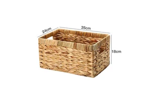 Woven Baskets for Storage Wicker Water Hyacinth Storage Basket with Sturdy Built-in Handle Handwoven Basket for Bathroom