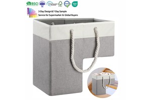 Fabric Storage Box For Carpeted Stairs, Foldable Unique Design Stair Basket With Lid For Stairway Organizer For Clothes