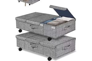 New Under Bed Storage with Wheels Rolling Underbed Storage Containers with Lids Under Bed Shoes Clothes Storage Bins Organizer