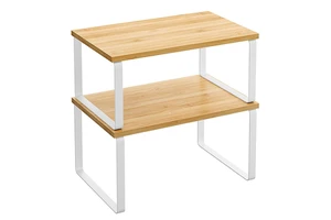 Kitchen Counter Cabinet Organizer Shelf Set 2 Stackable Metal Rack Storage Holders Racks