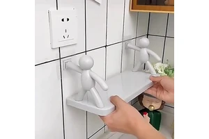Multi Functional Wall Storage Rack with No Punching and Strong Adhesive for Kitchen and Bathroom Storage
