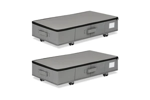 Under Bed Storage with Wheels Large Sturdy Under Bed Storage Containers with Label Holders for Clothes Shoes and Blankets