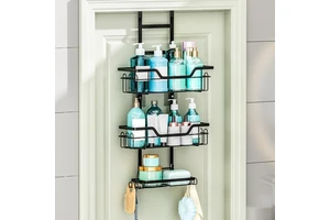 3-tier Metal Iron Bathroom Shower Shelf Hanging Storage Rack Over The Door Shower Caddy With Hooks