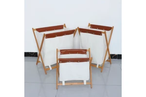 Laundry Hamper Removable Bag Wood X-Frame Laundry Hamper Folding Large Wooden Baskets With Handle