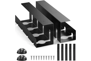 Customized Black Cable Organizer Rack Table Bottom Power Strip Data Cable Holder Wire Rolling Band Fabrication Sheet Metal
