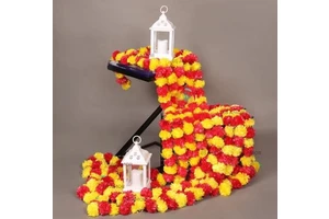 Marigold Garland Indian Mehndi Decor Flowers Wedding Decoration Artificial Flower Christmas Haldi Event Party Decor Garland