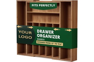 Luxury Carbonized Bamboo Kitchen Drawer Organizer Cutlery Tray Wood Storage Box For Flatware Kitchen Utensils Silverware Holder