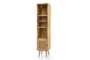 4 Tiers Slim Design Rattan Storage Cabinet Organizer