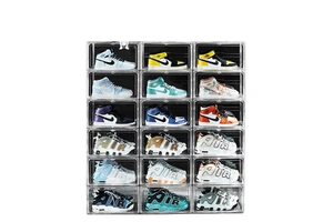 Transparent Acrylic Magnetic Drop Side Open Door Shoe Storage Container Box Foldable Sneaker Organizer Case for Shoe