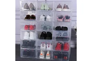 Wholesale Clear Acrylic Plastic Shoe Box Custom Display Sneaker Case with Magnets Stackable Storage for Living Room