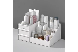 Cosmetic Storage Box for Girls PP Plastic Dressing Table Storage Rack with Drawer-Type for Skin Care & Dormitory Use