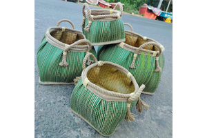 Rectangle Seagrass Storage Basket with Rope Handle Handmade Boho Bag From HNH Craft Vietnam