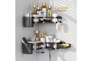 Cantotl Carbon Steel Wall-Mounted Triangle Storage Rack for Bathroom and Kitchen Home Use