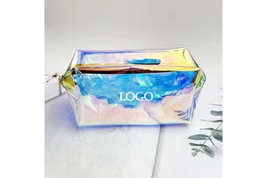Customizable Eco-Friendly PVC Holographic Makeup Bag with Zipper Closure Large Capacity Waterproof High-end Storage