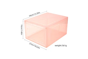 Stackable Black Transparent Plastic Shoe Storage Box Drop Front Visible Panel Household Footwear Sorting Organizer