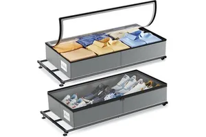 Customized Under Bed Storage Bins with Wheels Clear Lids Rolling Organizer for Clothes Shoes Toys Blankets
