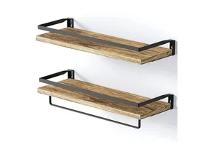 Quality Handcrafted Eco-Friendly Metal & Wood Wall Mounted Indoor Multifunction Spice Organizer Storage Rack for Kitchen