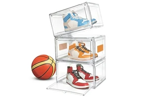 DAYOOH Drop Shipping Hot Pack Set Stackable Shoe Storage Box Crates Plastic Clear Sneaker Box for Shoes Display Shoe Case