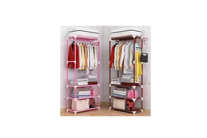 Clothes Hanger Coat Rack Metal Multifunctional Foldable Bathroom Living Room Bedroom Single Tier Storage