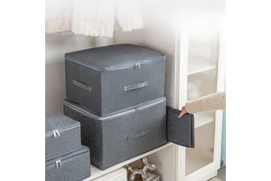 Large Capacity Foldable Clothing Cationic Zipper Storage Box Home Wardrobe Organizing Storage Box