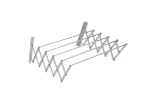 Bathroom Retractable Folding Bath Towel Holder 5-Pole Push-Pull Wall Mounted Aluminum Alloy Clothes Hanger Drying Rack