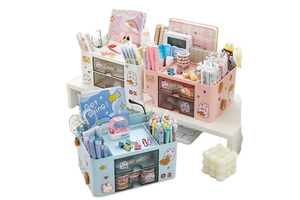 Multifunctional Large Capacity Plastic Desktop Storage Box Office Organizer Makeup Organizer