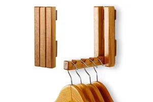 Wooden Clothes Drying Rack Wall Mounted,Foldaway Clothes Rail,Multifunctional Organizer for Laundry Room,Hanging Decor