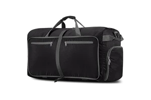 Foldable Travel Duffle Bag With Shoe Compartment Zipper Closure Lightweight Portable Nylon Weekender For Gym Or Camping