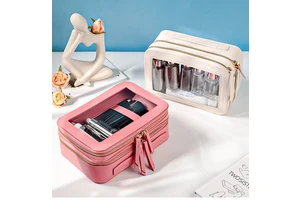 Custom Logo Large Capacity Waterproof Portable Clear Travel Toiletry Bag Skincare Cosmetic Makeup Organizer Bag for Women