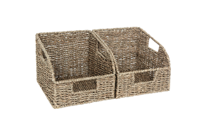 Woven Storage Baskets Rectangle Rustic Handmade Wicker Living Room Neatening Organizers Standing Type Single Tier