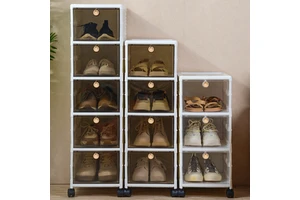 Wholesale Foldable Plastic Shoe Box 5Layers Plastic Collapsible Storage Box Sneakers Shoe Container