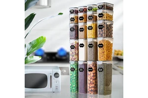 Hot Selling 24 Pack Ideal Kitchen Pantry Organization Plastic Storage Boxes Canisters Airtight Food Storage Container Set