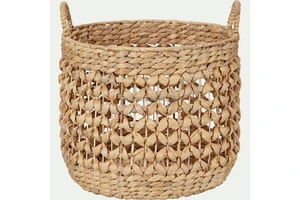 Large Woven Seagrass Storage Basket with Handles | Natural Bathroom Laundry Hamper