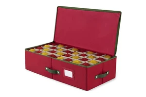 600D Oxford Fabric Foldable Under Bed Storage for 120 Christmas Ornaments with Dividers Functional Home Organization Design