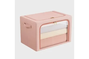 Rectangle Foldable Fabric Clothes Storage Box with Zipper Large Capacity for Home Wardrobe Organization