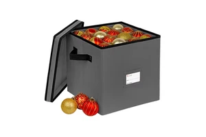 Hot Sale Christmas Ornament Storage Box Square Fabric Foldable Storage Bin with Dual Zipper Closure for Organizing