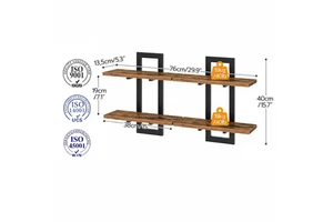 15-Inch Wall-Mounted Floating Shelves Set of 2 2-Tier Storage Rack for Kitchen Bedroom & Living Room Decor & Organization