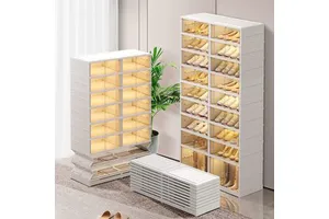 Practical Home Square Plastic Foldable Shoe Cabinet 35L Capacity Modern Design Injection PP Material SHENGHOO Brand ISO9001