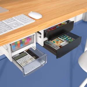 GREENSIDE Modern Double Drawer Under Desk Storage Box High Quality ABS Plastic Office Household Organizer