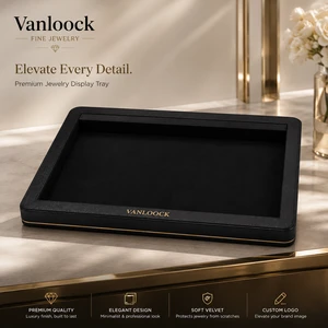 Premium Jewelry Display Tray Black Velvet Showcase Organizer Custom Logo Ring Earring Necklace Display For Retail Store