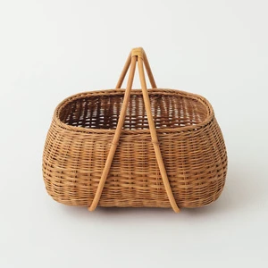 Outdoor picnic basket rattan hamper handbraided storage baskets outdoor lunch dining accessory