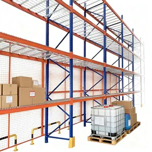 Customized Heavy Duty 3-Layer Cold Rolled Steel Epoxy Powder Coated Drive-In Mezzanine Rack Multi-Level Storage Warehouse Rack