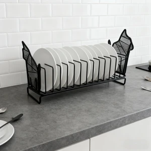 Durable Metal Iron Powder Coating Standing Type Food Use Classic Home Decor Plate Storage Rack
